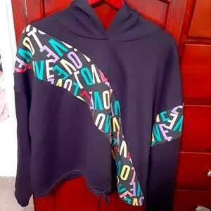 Womens hooded love sweatshirt, size XXL, flirtitude active, black, EUC